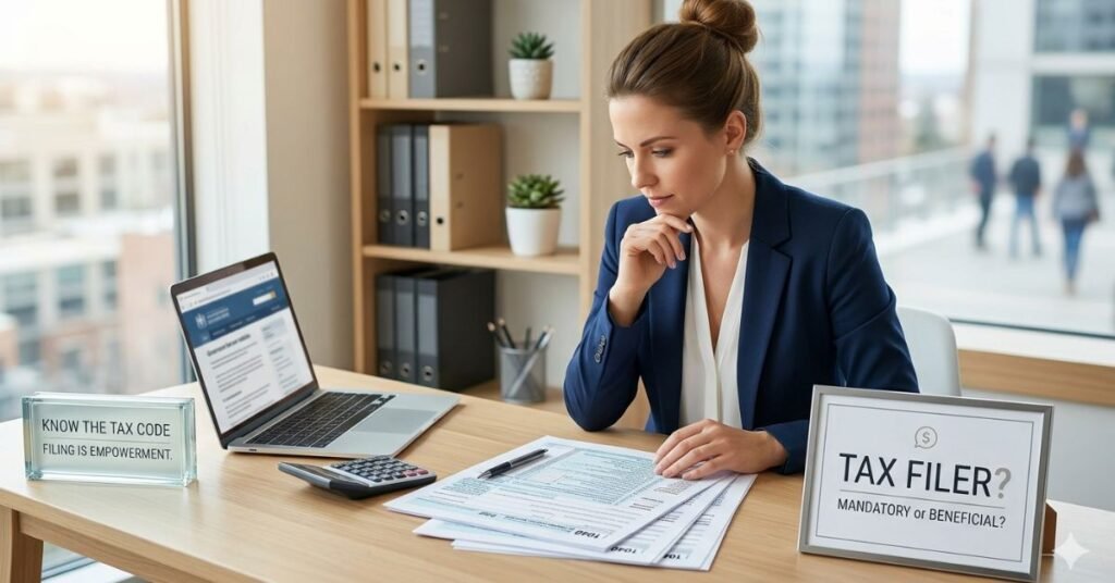 Woman is working related to tax filer