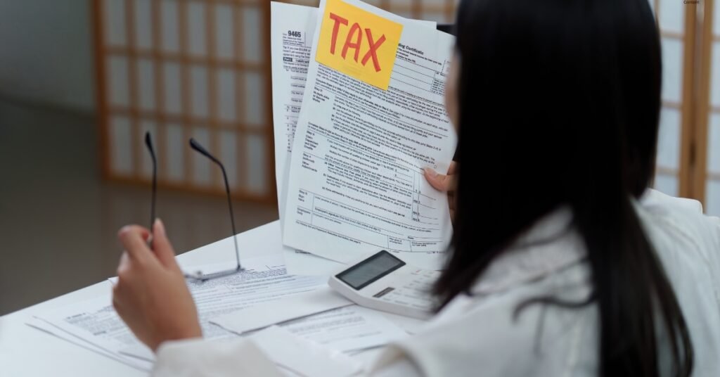 Woman is working on tax compliance
