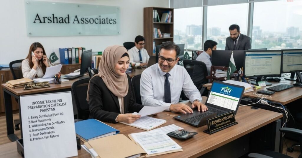 Employees are working on Income Tax Filing Preparation Checklist Pakistan